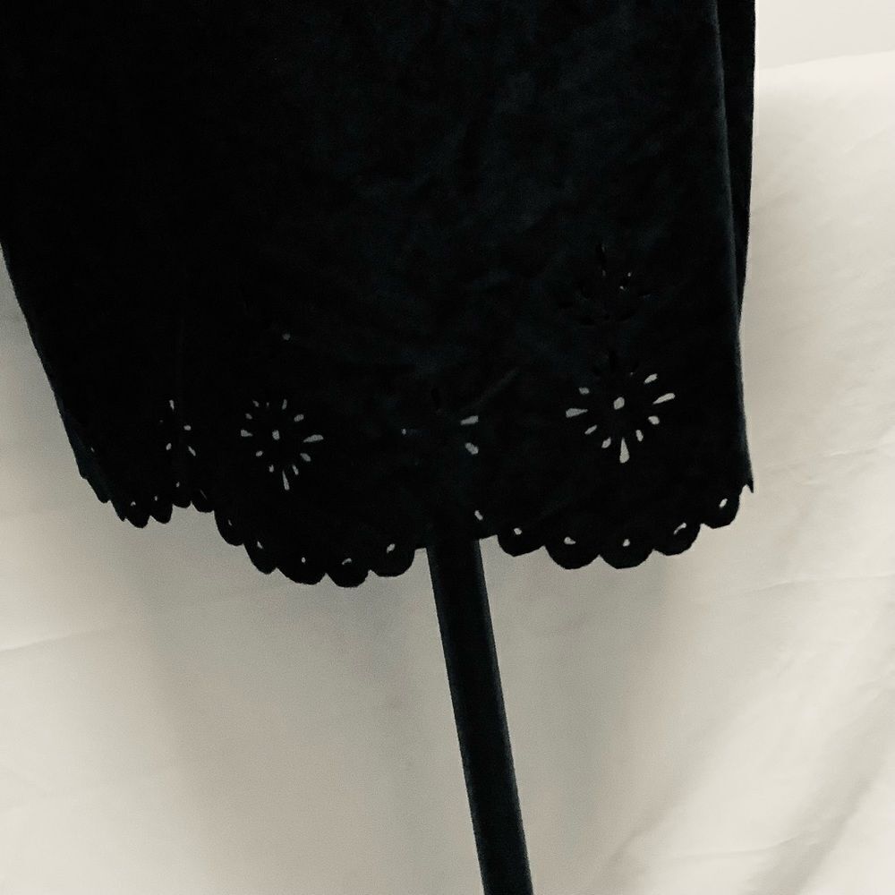 FAUX SUEDE JACKET BLACK TIE FRONT 3/4 LENGTH - Picture 6 of 7